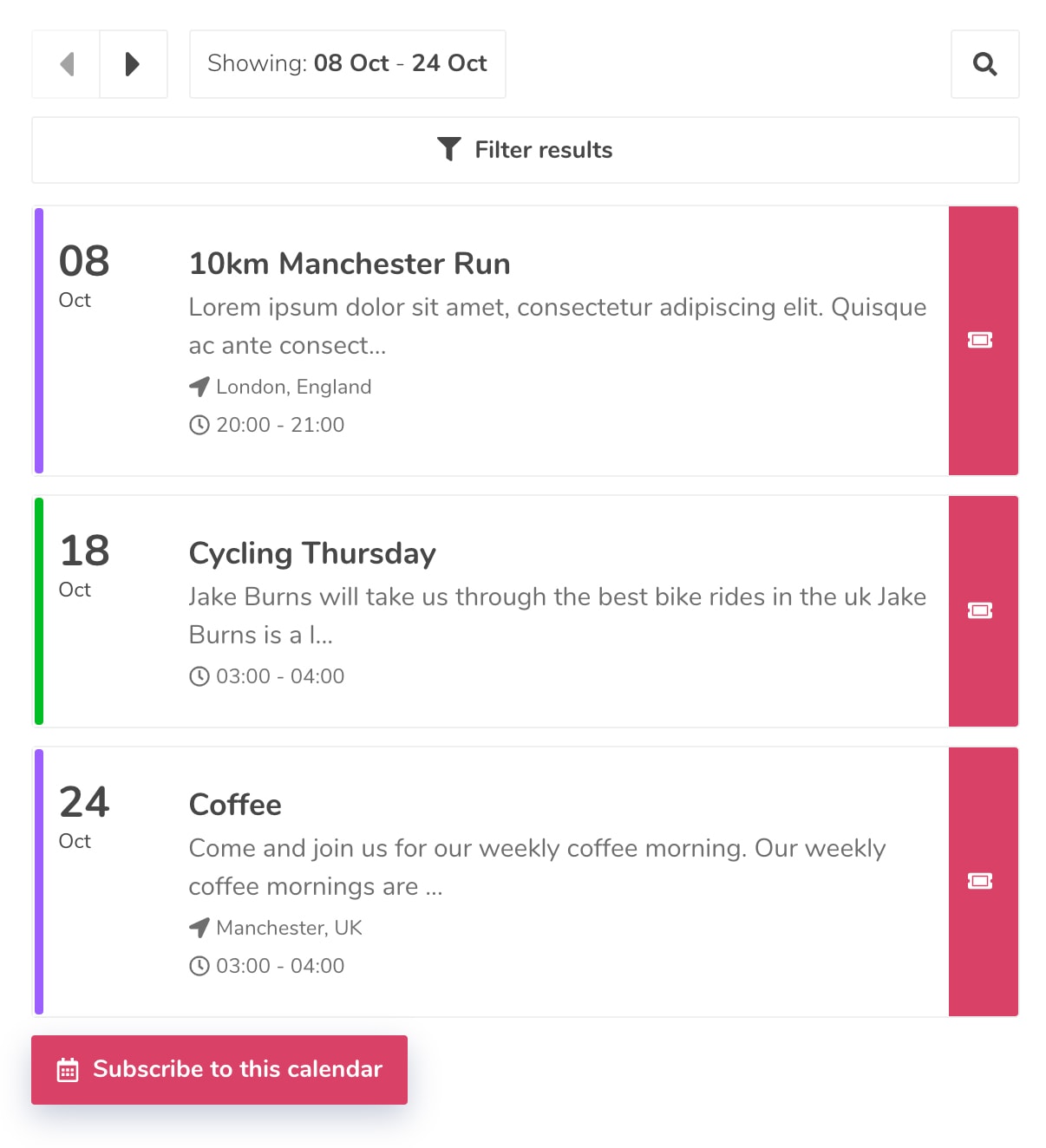 Event Calendar App and Widget