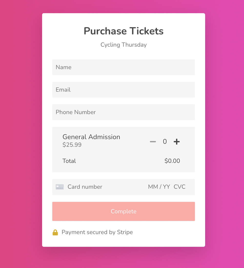 Example of tickets screen